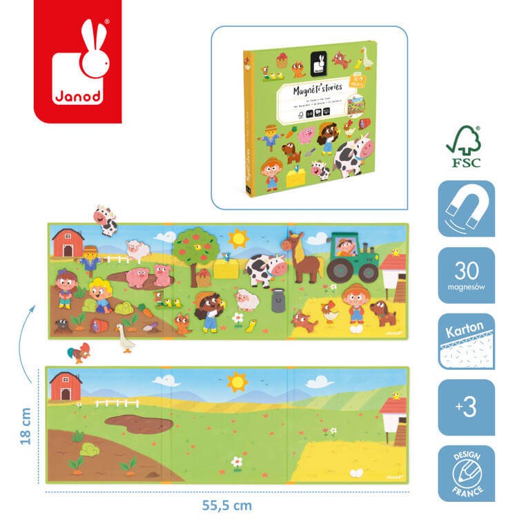 Magnetyczna układanka Magneti'stories Farma 3+ / Janod