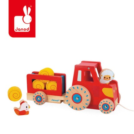 Drewniany traktor do ciągnięcia Farma / Janod