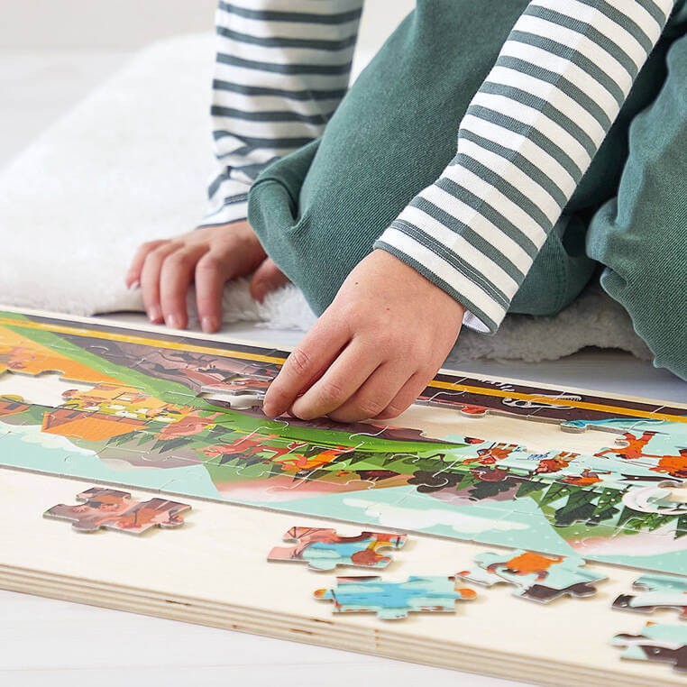 Puzzle panoramiczne w walizce Prehistoria 100 elementów / Janod