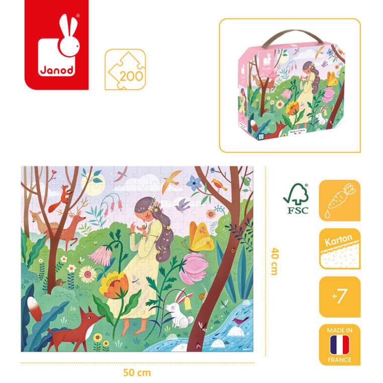 Puzzle w walizce Matka natura 200 elementów / Janod