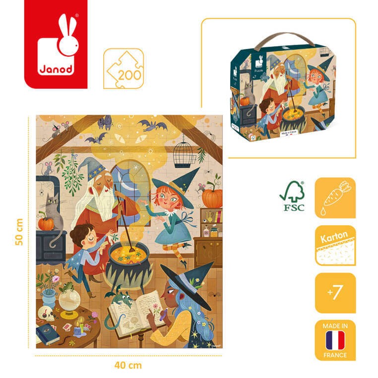Puzzle w walizce Czary 200 elementów / Janod