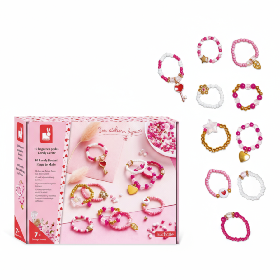 Zestaw kreatywny do tworzenia biżuterii Pierścionki z koralików / Janod