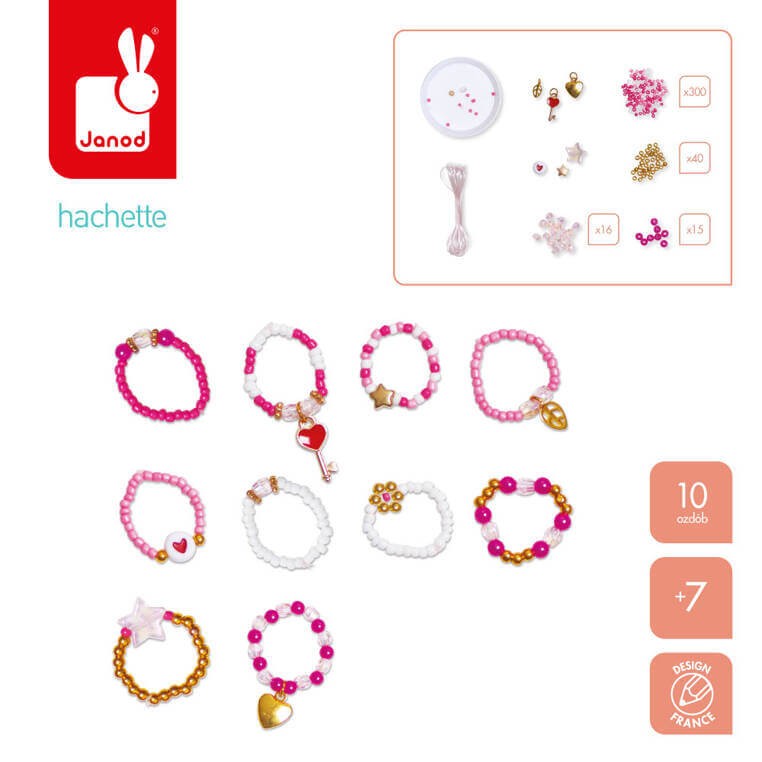 Zestaw kreatywny do tworzenia biżuterii Pierścionki z koralików / Janod