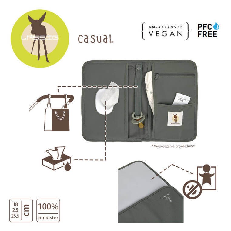 Przewijak podróżny z etui na akcesoria olive / Lassig Casual Label