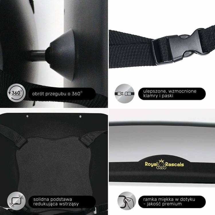 Lusterko do samochodu dla dziecka, czarne / Royal Rascals