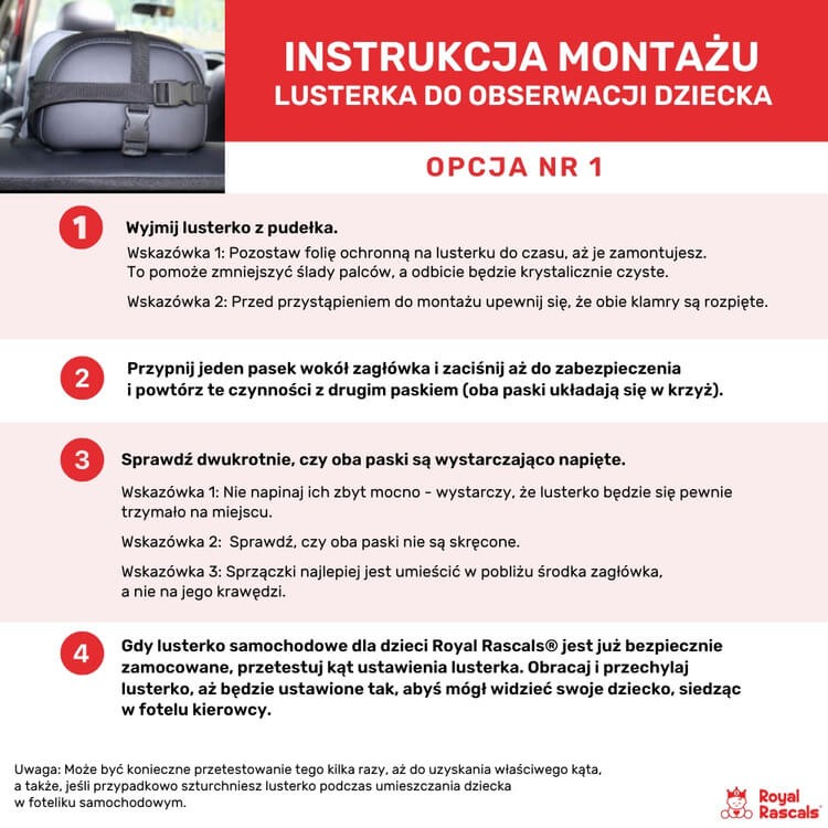 Lusterko do samochodu dla dziecka, czarne / Royal Rascals