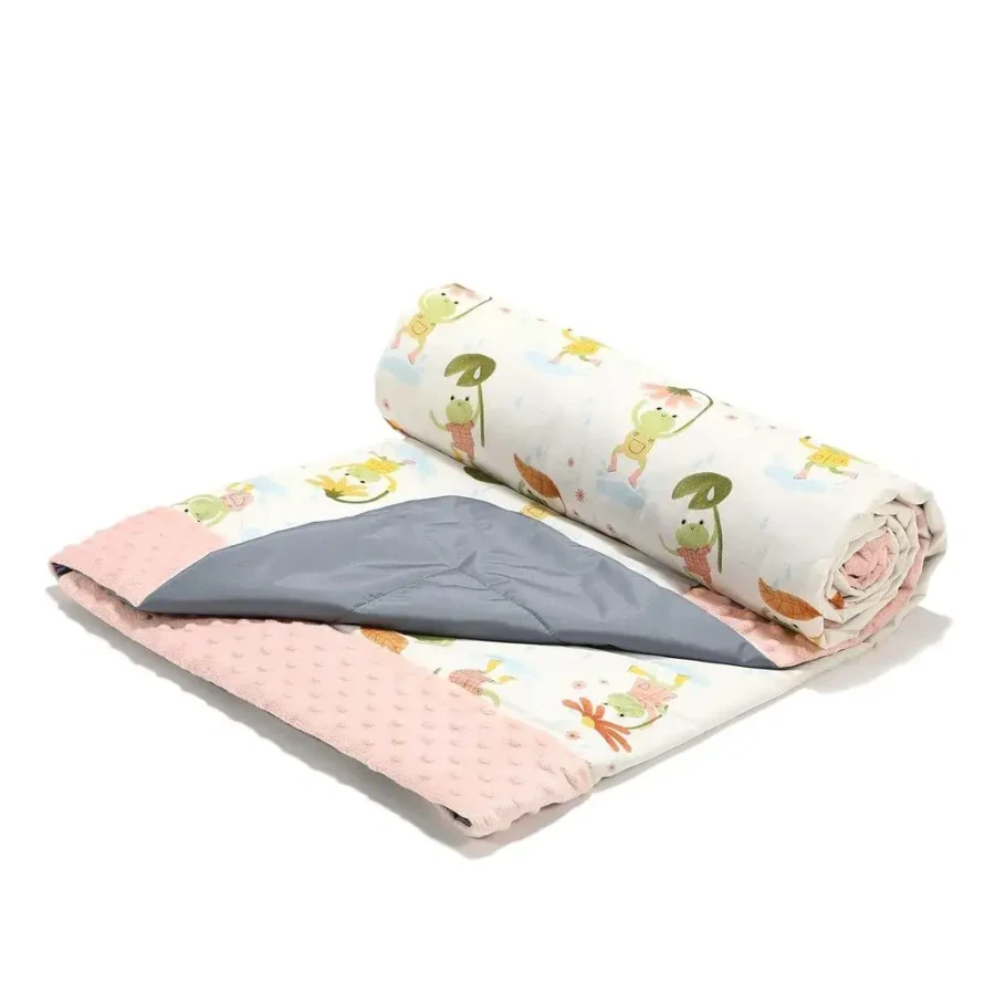 Koc piknikowy z kieszonką, mata do zabawy XXL 180x190 - FROGS / La Millou