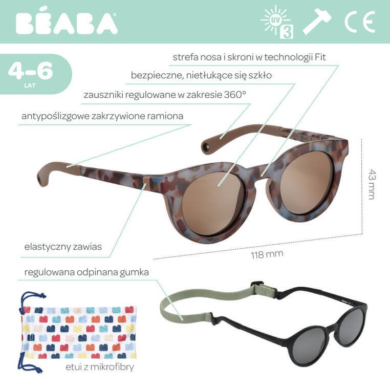 Okulary przeciwsłoneczne dla dzieci 4-6 lat Sunshine - Blue tortoise / Beaba