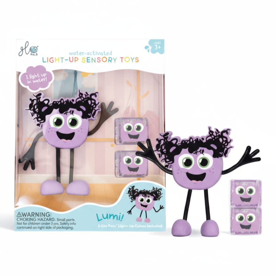 Postać do kąpieli Lumi - zestaw z dwiema kostkami sensorycznymi świecącymi w wodzie / Glo Pals