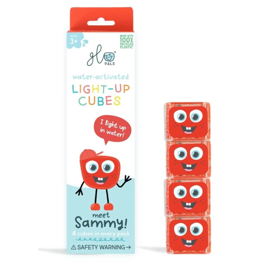 Kostki sensoryczne świecące w wodzie Sammy - zabawka kąpielowa, czerwony / Glo Pals