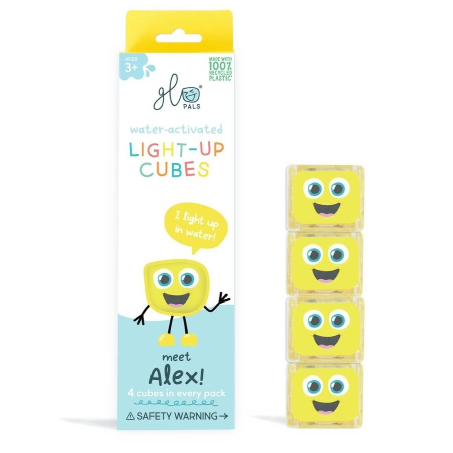 Kostki sensoryczne świecące w wodzie Alex - zabawka kąpielowa, żółty / Glo Pals