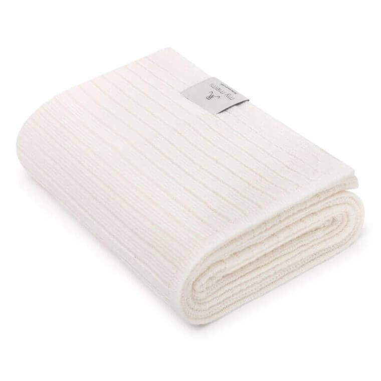 Kocyk ze 100% wełny merino cream w prążek - premium collection / My Memi