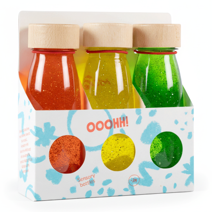 Zestaw 3 butelek sensorycznych FLOAT - ZMIERZCH / Petit Boum