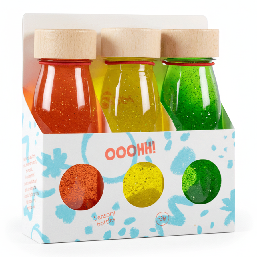 Zestaw 3 butelek sensorycznych FLOAT - ZMIERZCH / Petit Boum