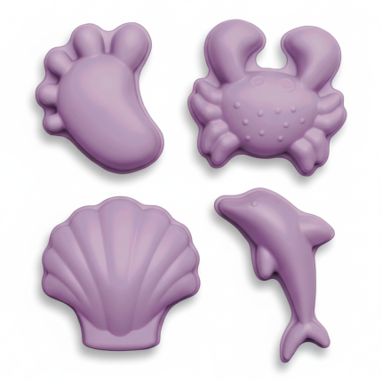 Silikonowe foremki do piasku 4 szt. Scrunch - Lila