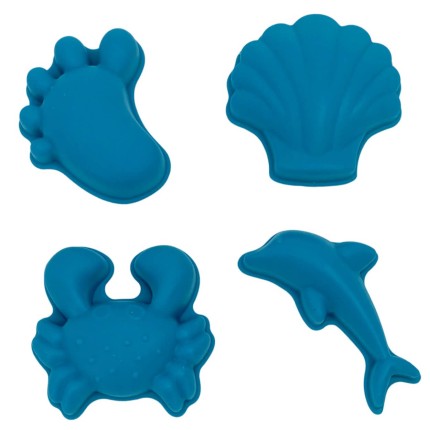 Silikonowe foremki do piasku 4 szt. Scrunch - Petrol