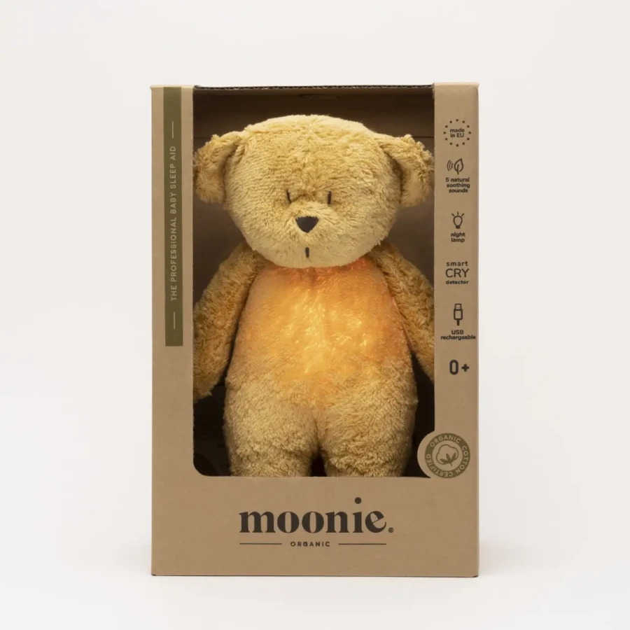 Moonie NATUR - szumiący miś z lampką - HONEY