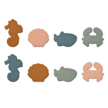 Mini przyssawki do kąpieli Paola - Sea creature, mustard multi mix / Liewood