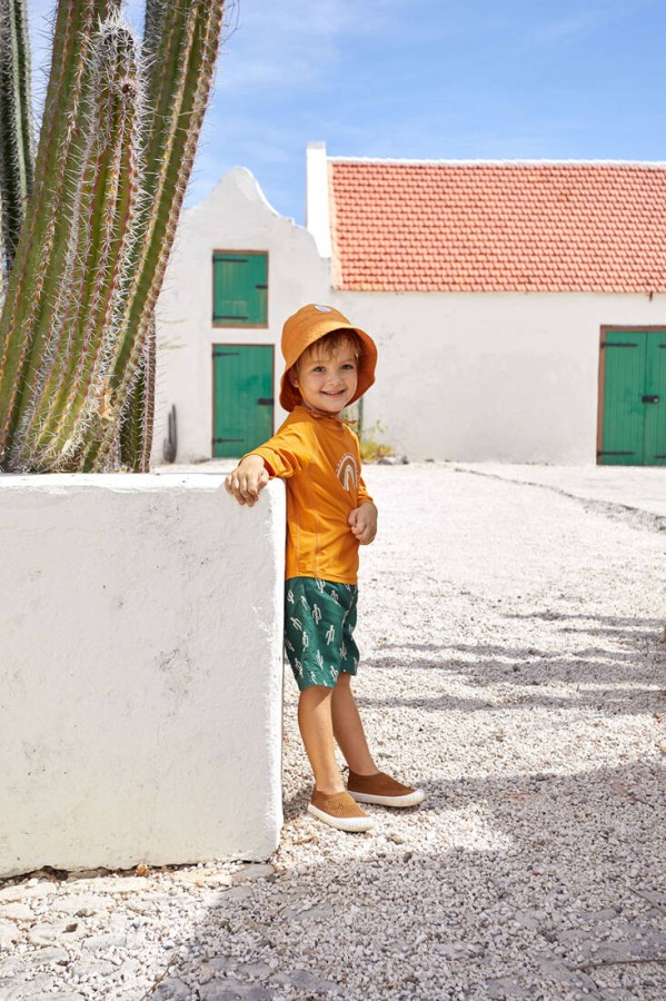 Koszulka do pływania z długim rękawem przeciwsłoneczna UV60 Splash & Fun - Tęcza gold / Lassig