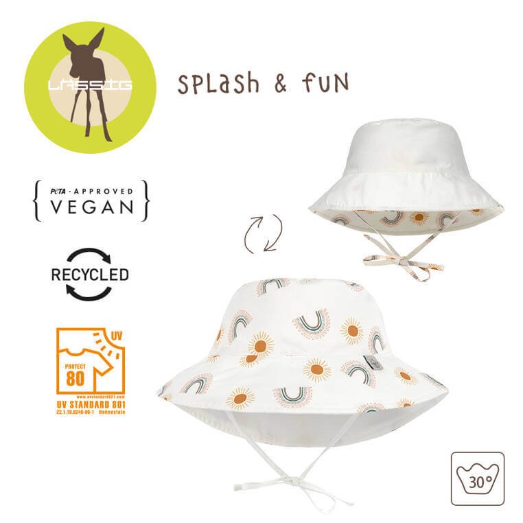 Dwustronny kapelusz przeciwsłoneczny UV80 Splash & Fun Tęcza nature / Lassig