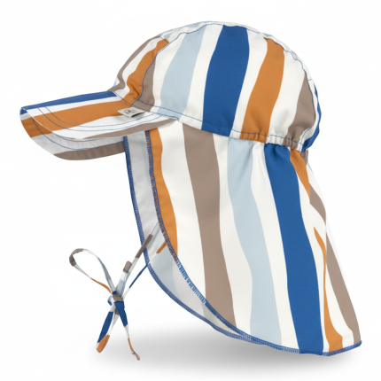 Czapka przeciwsłoneczna z daszkiem i osłoną karku UV80 Splash & Fun Fale blue-nature / Lassig