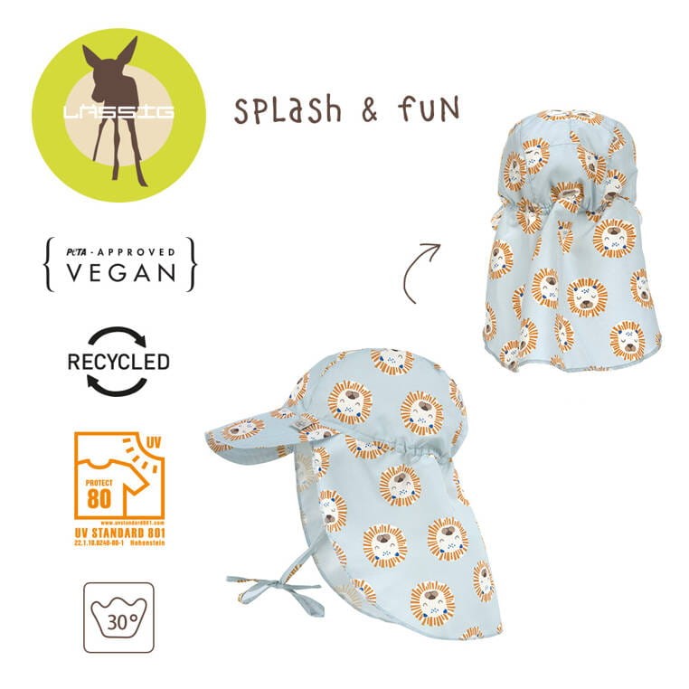 Czapka przeciwsłoneczna z daszkiem i osłoną karku UV80 Splash & Fun Lew powder blue / Lassig