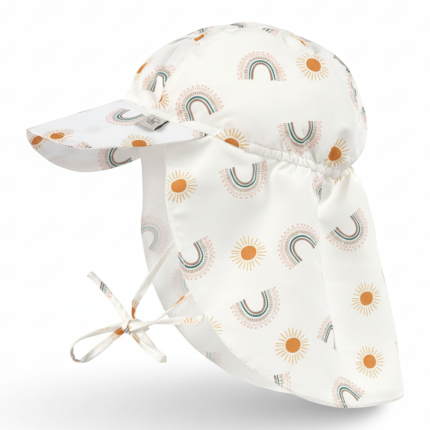 Czapka przeciwsłoneczna z daszkiem i osłoną karku UV80 Splash & Fun Tęcza nature / Lassig