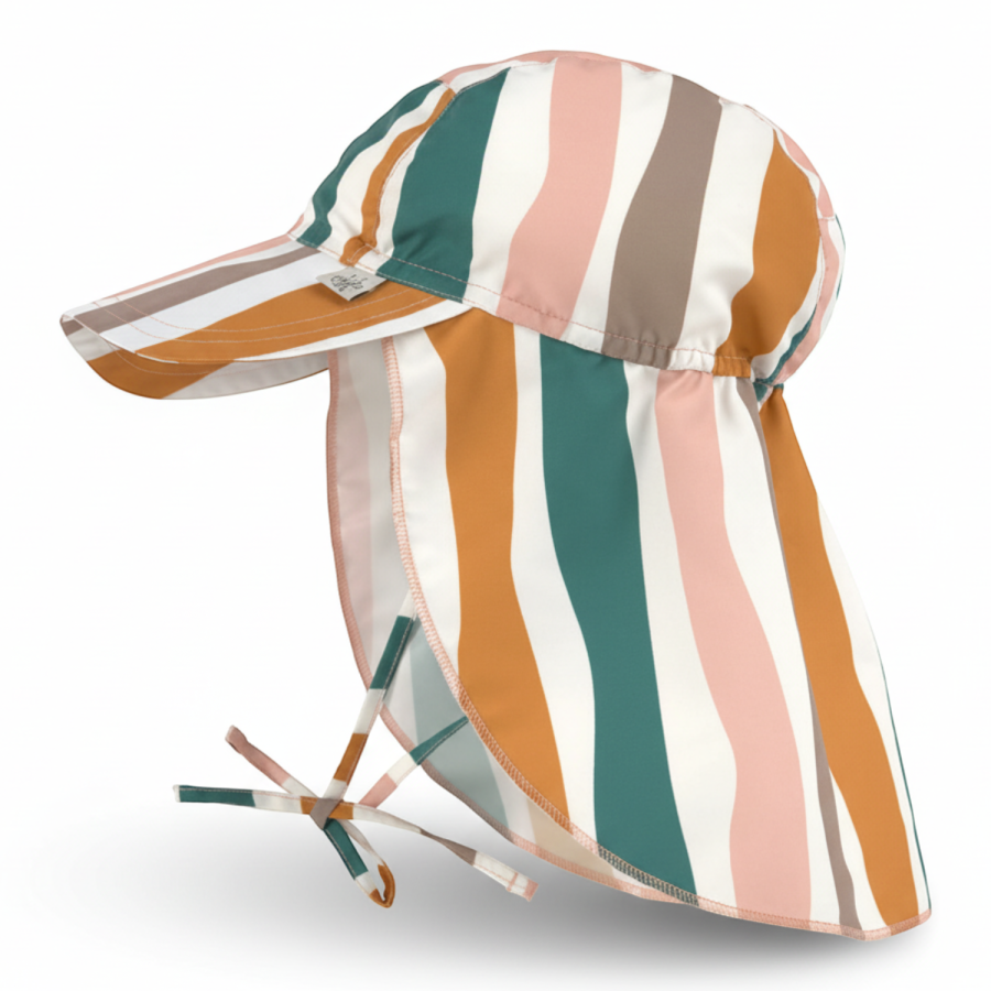 Czapka przeciwsłoneczna z daszkiem i osłoną karku UV80 Splash & Fun Fale pink-nature / Lassig