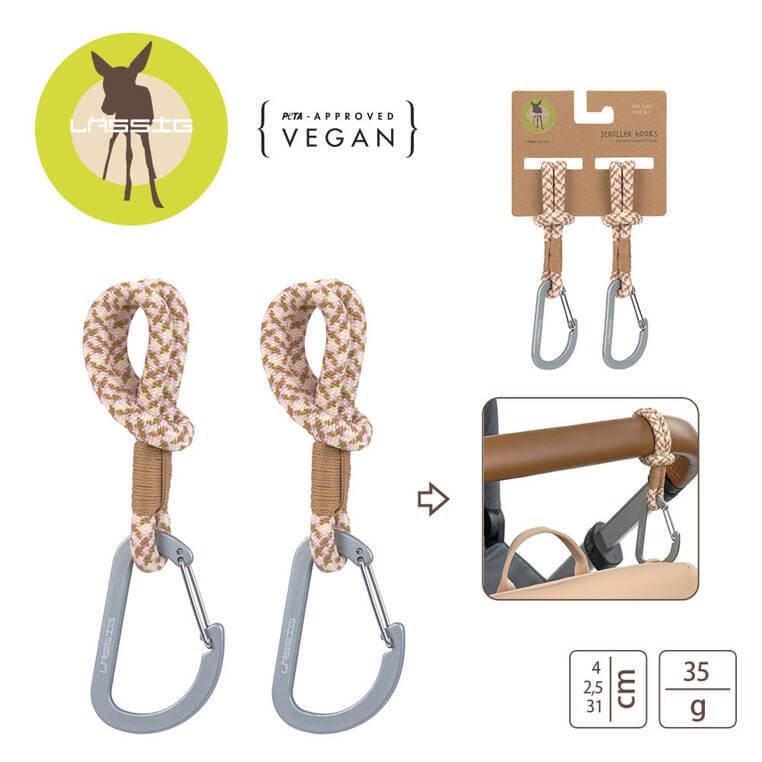 Uniwersalne sznurkowe zaczepy do torby do wózka, 2 szt. - camel vanilia / Lassig Casual Label