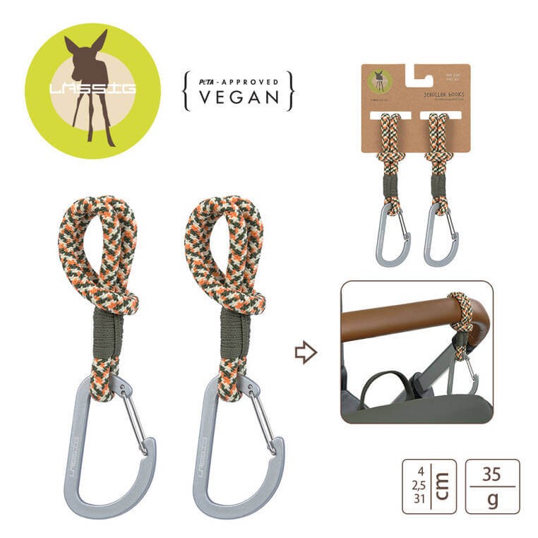 Uniwersalne sznurkowe zaczepy do torby do wózka, 2 szt. - olive red / Lassig Casual Label