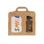Zestaw na lunch: Lunchbox + Tritanowa butelka - bidon 460 ml Little Gang Smile - milky, ocean green / Lassig