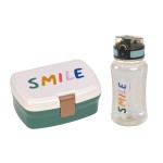 Zestaw na lunch: Lunchbox + Tritanowa butelka - bidon 460 ml Little Gang Smile - milky, ocean green / Lassig