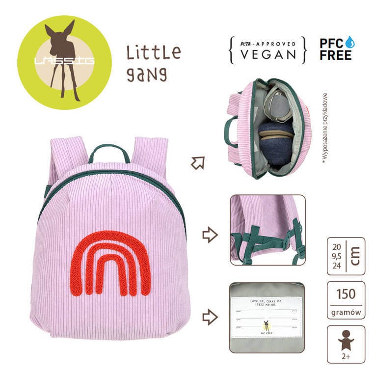 Plecak mini sztruks, Little Gang - Rainbow lilac / Lassig
