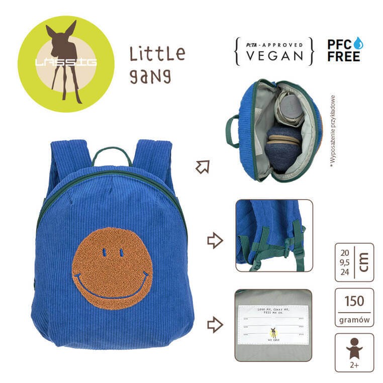 Plecak mini sztruks, Little Gang - blue / Lassig