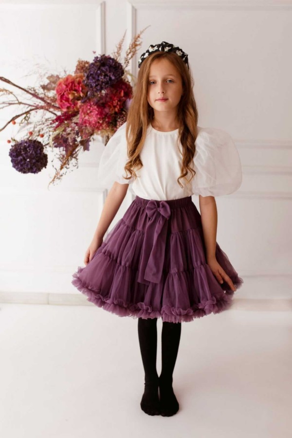 Bluzka z tiulową bufką PUF - Ecru / Manufaktura Falbanek