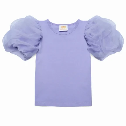 Bluzka z tiulową bufką PUF - Lila / Manufaktura Falbanek