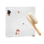 Miękka szczotka z koziego włosia z myjką muślinową - pieski, cavaliery / Lullalove