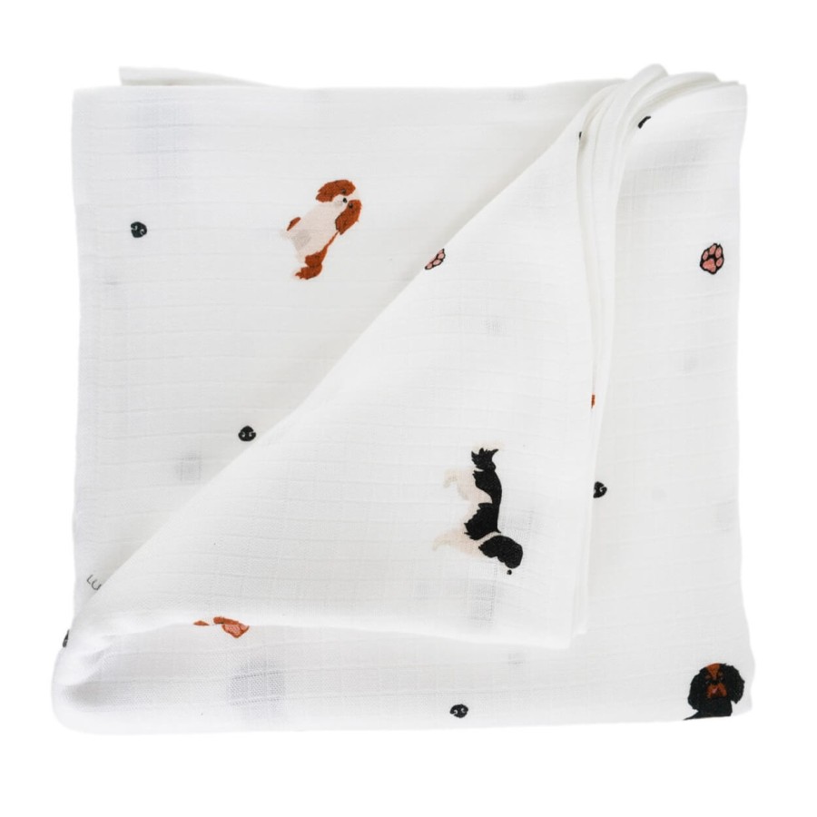 Pieski, cavaliery - otulacz muślinowy 100x100cm / Lullalove