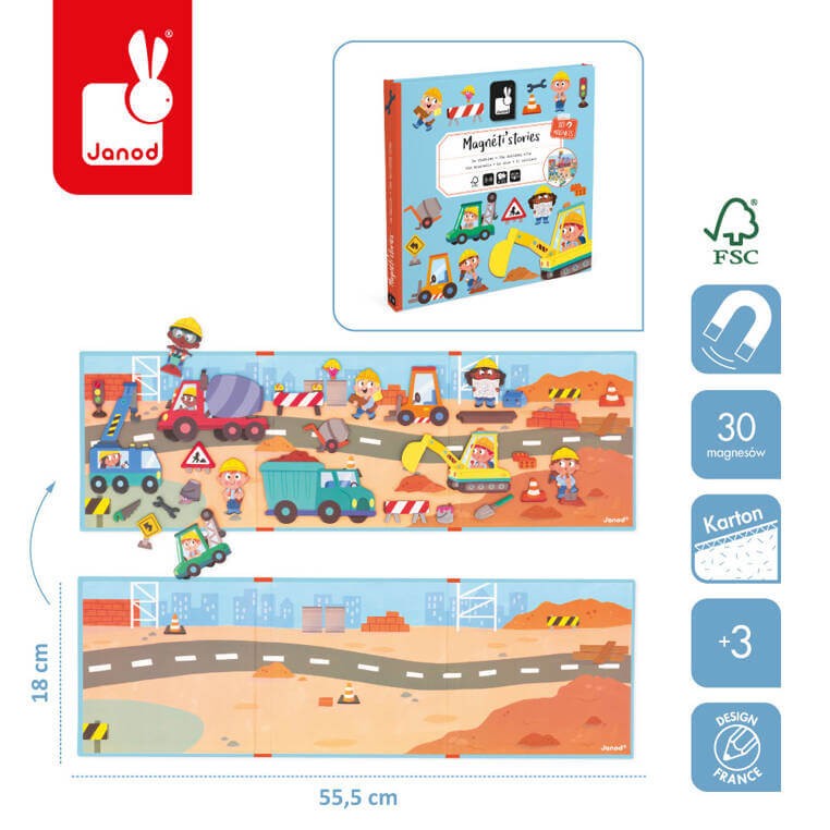 Magnetyczna układanka Magneti'stories Plac budowy 3+ / Janod