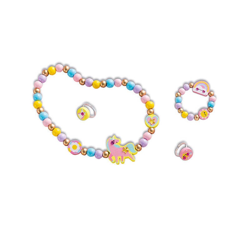 Zestaw kreatywny do tworzenia biżuterii z drewna Tęczowa kraina 4+ / Janod J09129