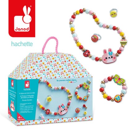 Zestaw kreatywny do tworzenia biżuterii z drewna Ogród kwiatów 4+ / Janod