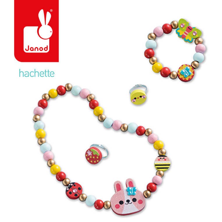 Zestaw kreatywny do tworzenia biżuterii z drewna Ogród kwiatów 4+ / Janod J09130