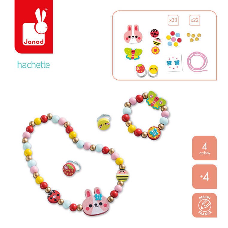 Zestaw kreatywny do tworzenia biżuterii z drewna Ogród kwiatów 4+ / Janod J09130