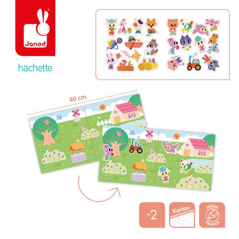 Zestaw kreatywny Grube naklejki wielokrotnego użytku My arts & crafts 2+ / Janod J09144