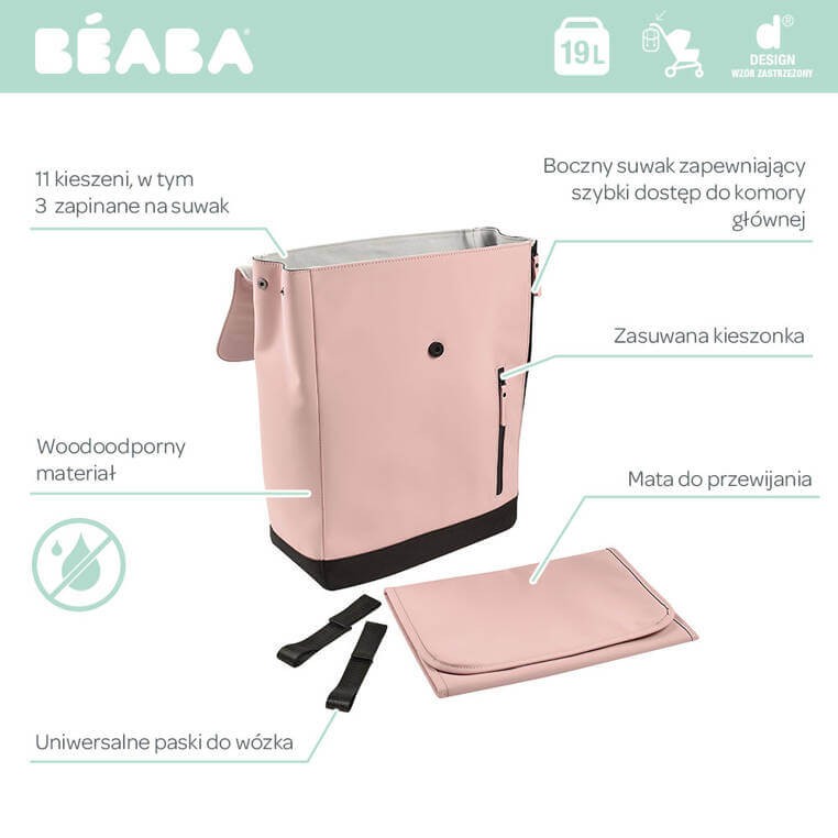 Plecak dla rodzica Oslo - Vintage rose / Beaba