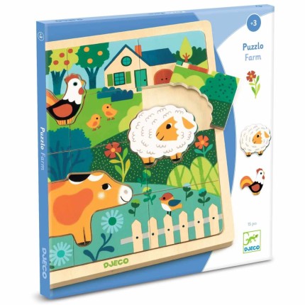 Edukacyjne puzzle drewniane FARMA / Djeco