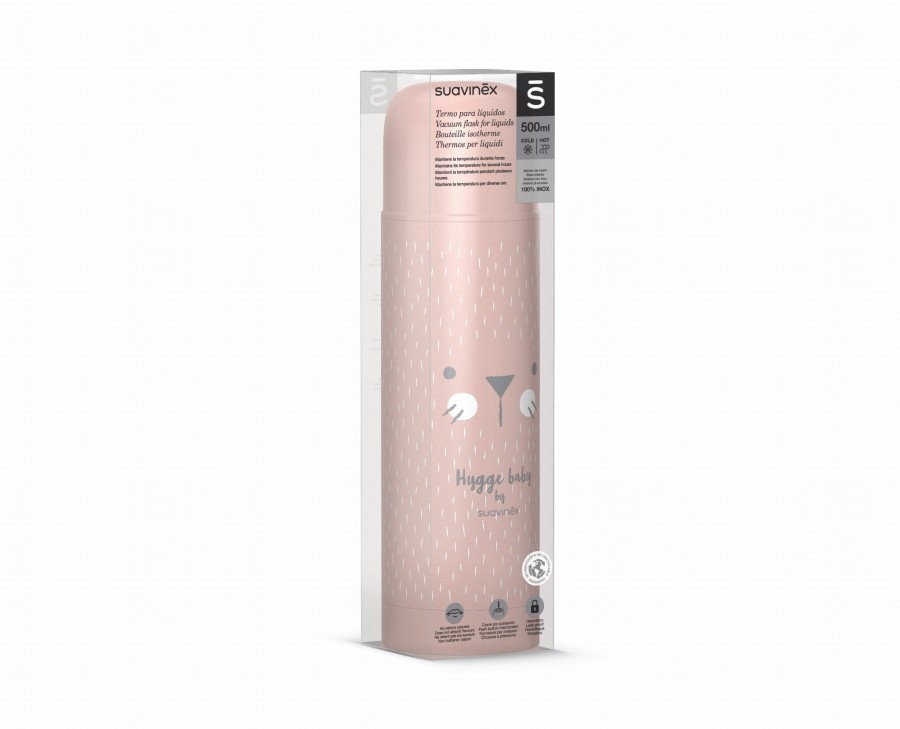 Termos na napoje 500 ml Hygge Baby - różowy / Suavinex