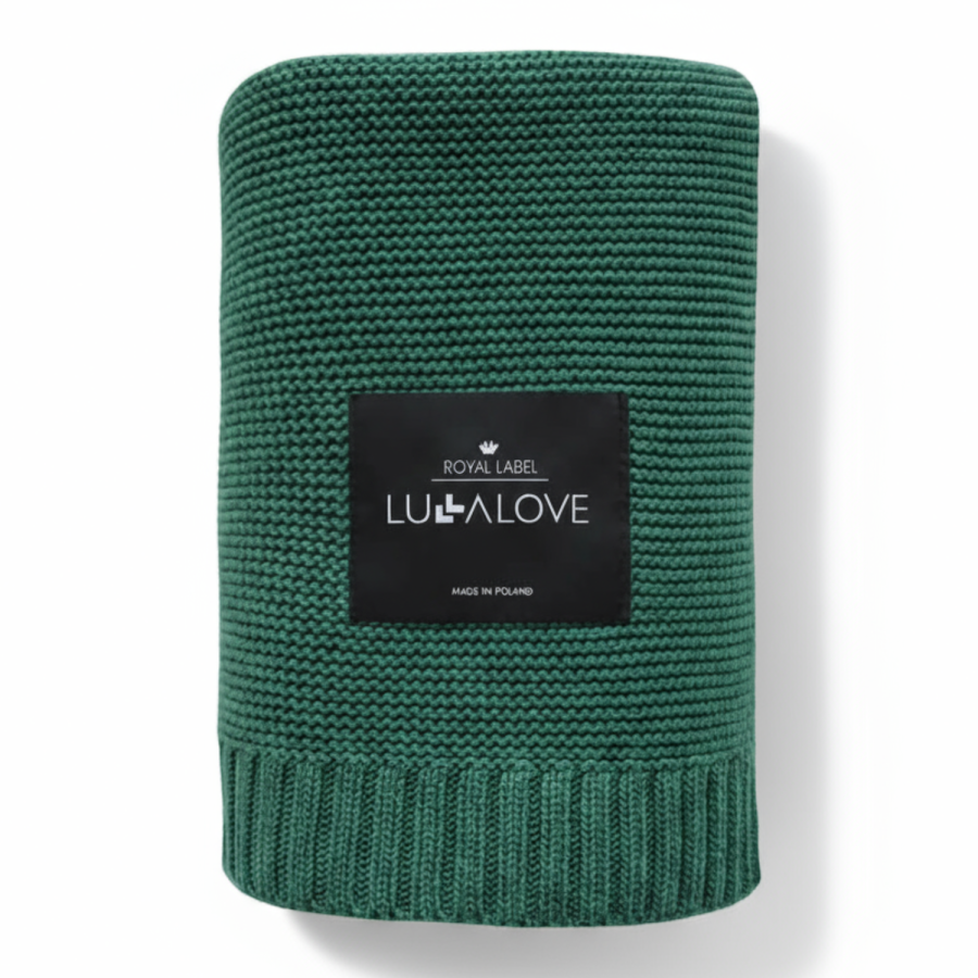 Duży koc bambusowy 120x100 cm - butelkowa zieleń / Lullalove