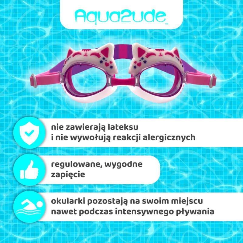 Okulary do pływania Aqua2ude - Kotek różowy 3+ / Bling2o