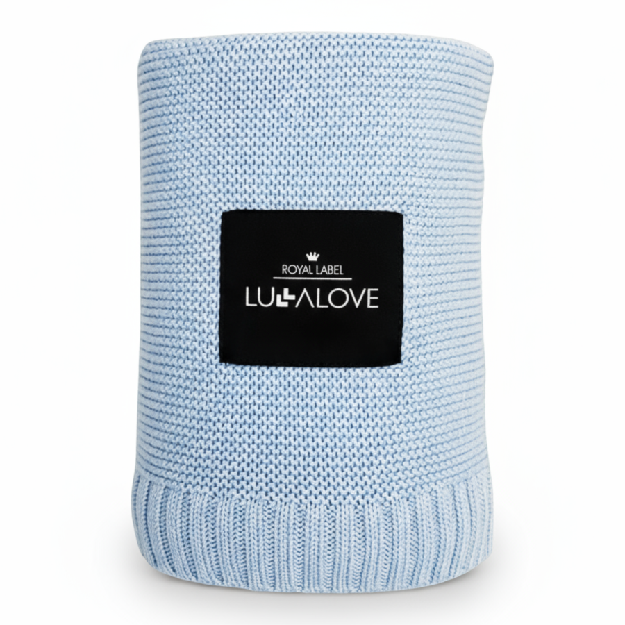 Duży koc bambusowy 120x100 cm - baby blue / Lullalove